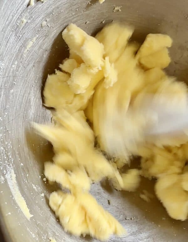 mixing shortbread dough