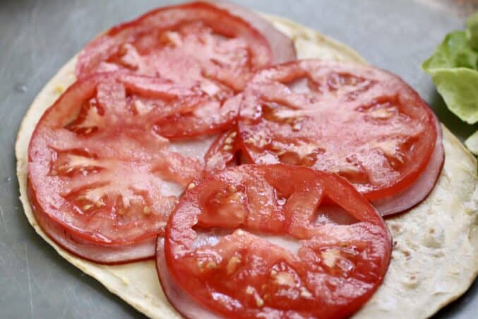 tortilla pinwheel sandwich making