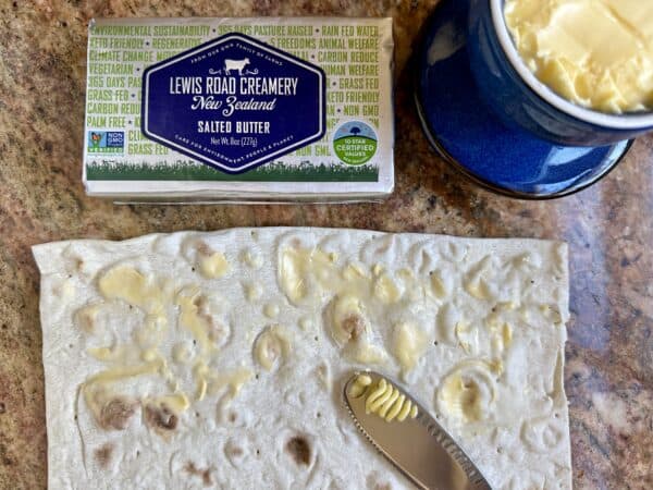 Lewis Road Creamery butter on lavash bread