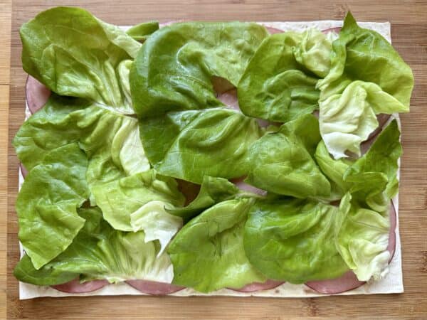 butter lettuce on ham