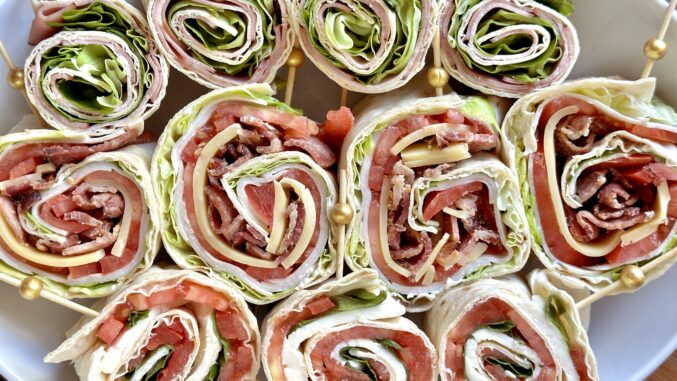 pinwheel sandwiches in a platter social