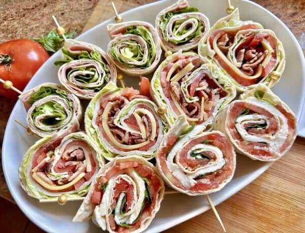 pinwheel sandwiches in a bowl