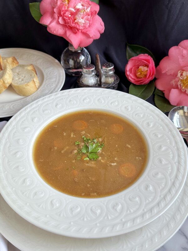 oxtail soup with camellias