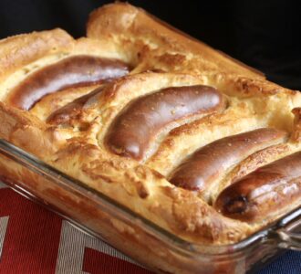 toad in the hole in a long pan