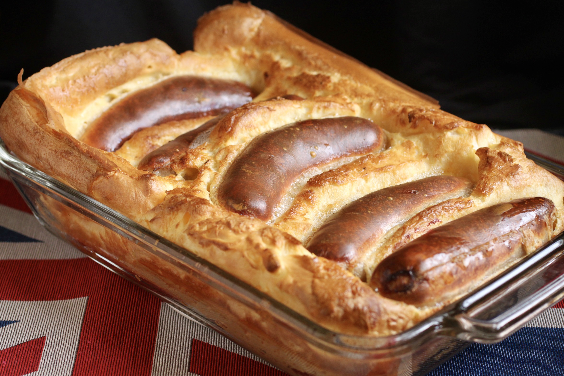 toad in the hole in a long pan