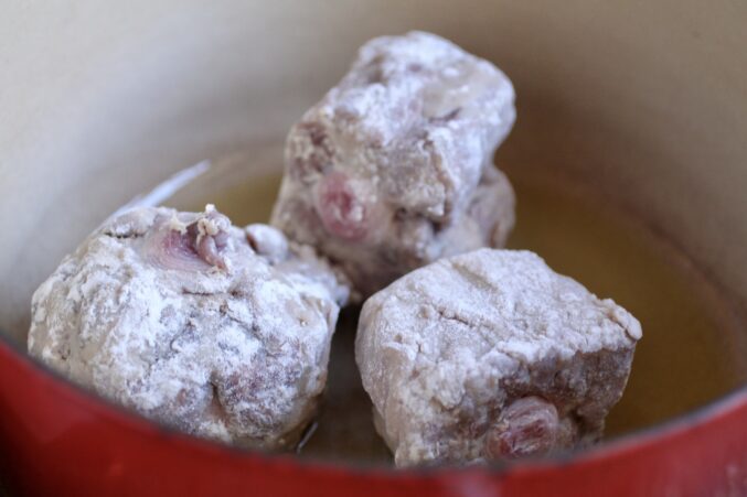 oxtail coated in flour