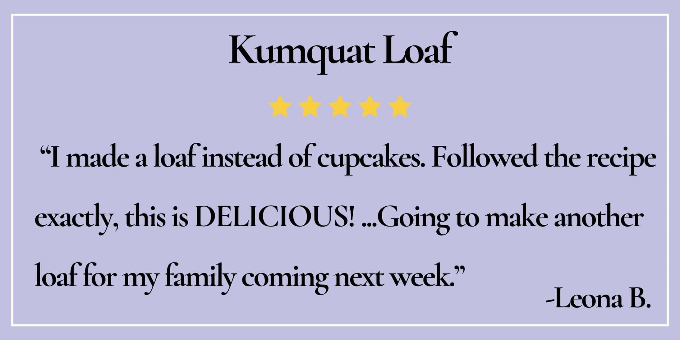 text box with paraphrase: I made a loaf instead of cupcakes. Followed the recipe exactly, this is DELICIOUS!-Leona