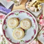 earl grey cookies on floral plate overhead