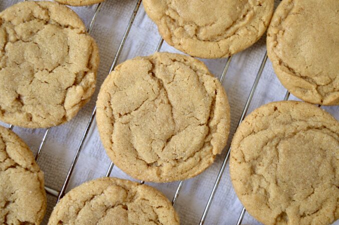 brown butter sugar cookies on cooling rack