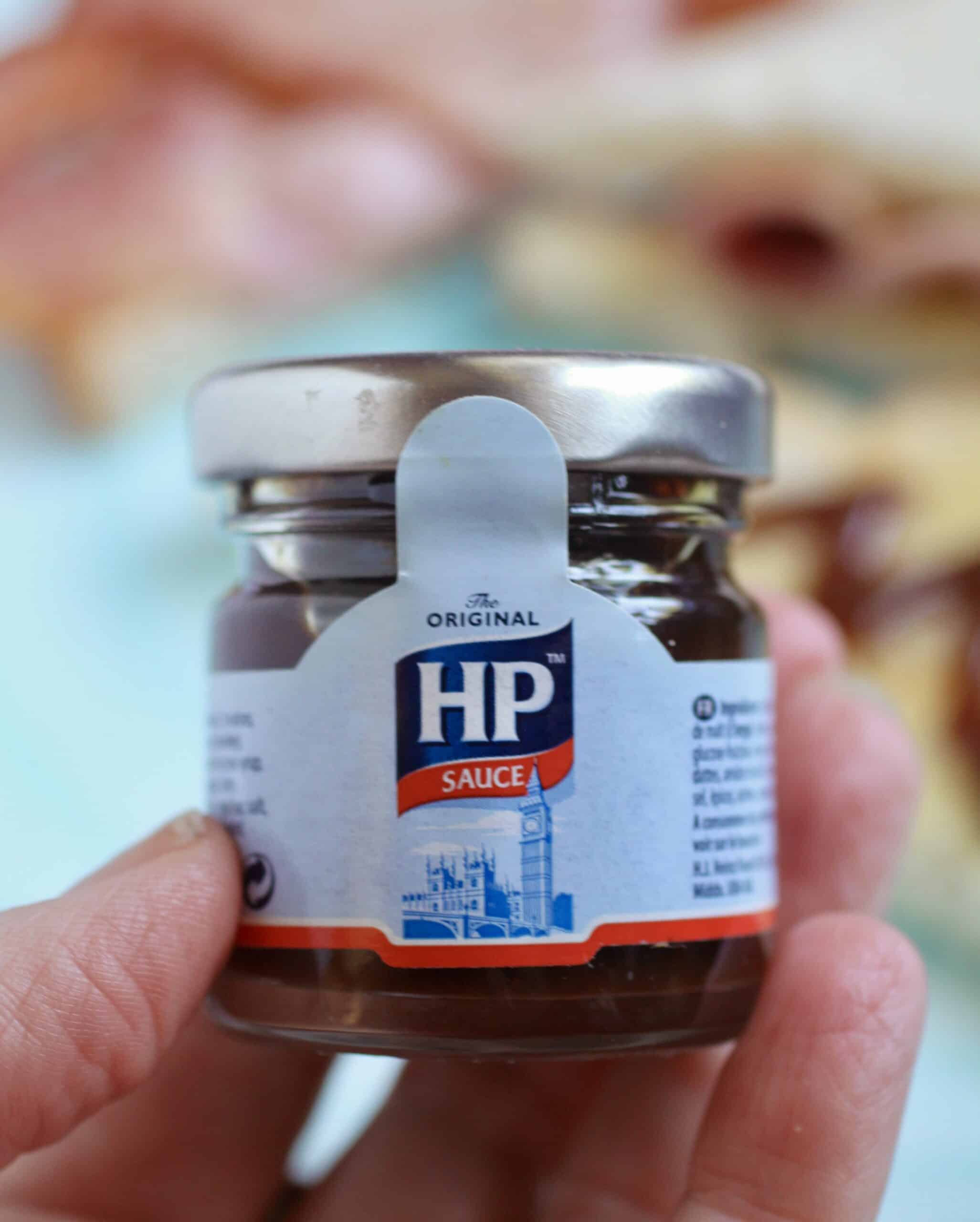 HP Sauce in a wee jar