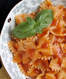 farfalle overhead in a bowl