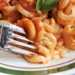 close up trottole on fork