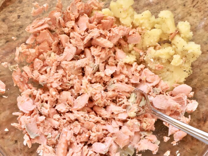 salmon and mashed potato