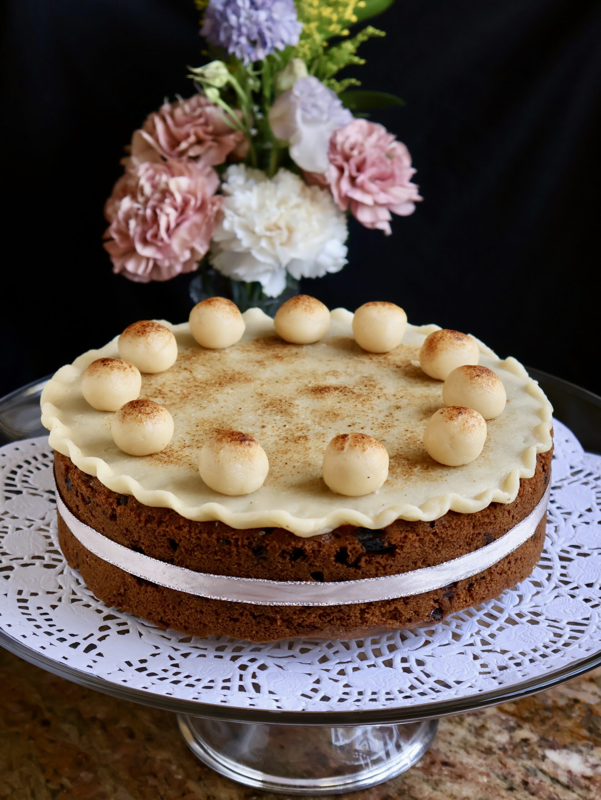 Simnel cake with flowers