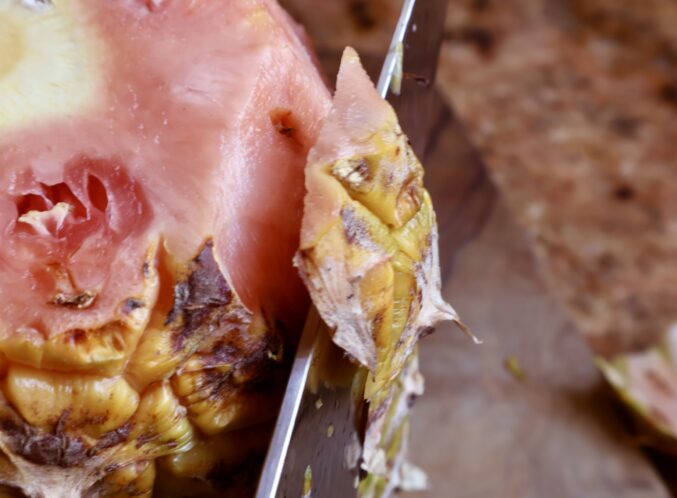 cutting outside off pineapple