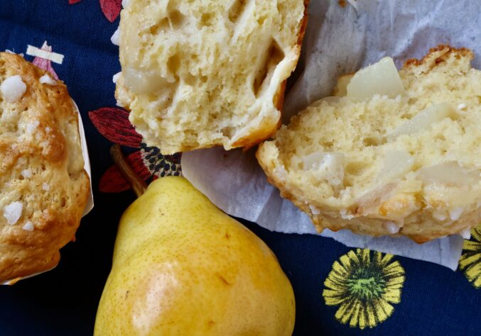 inside of pear muffin