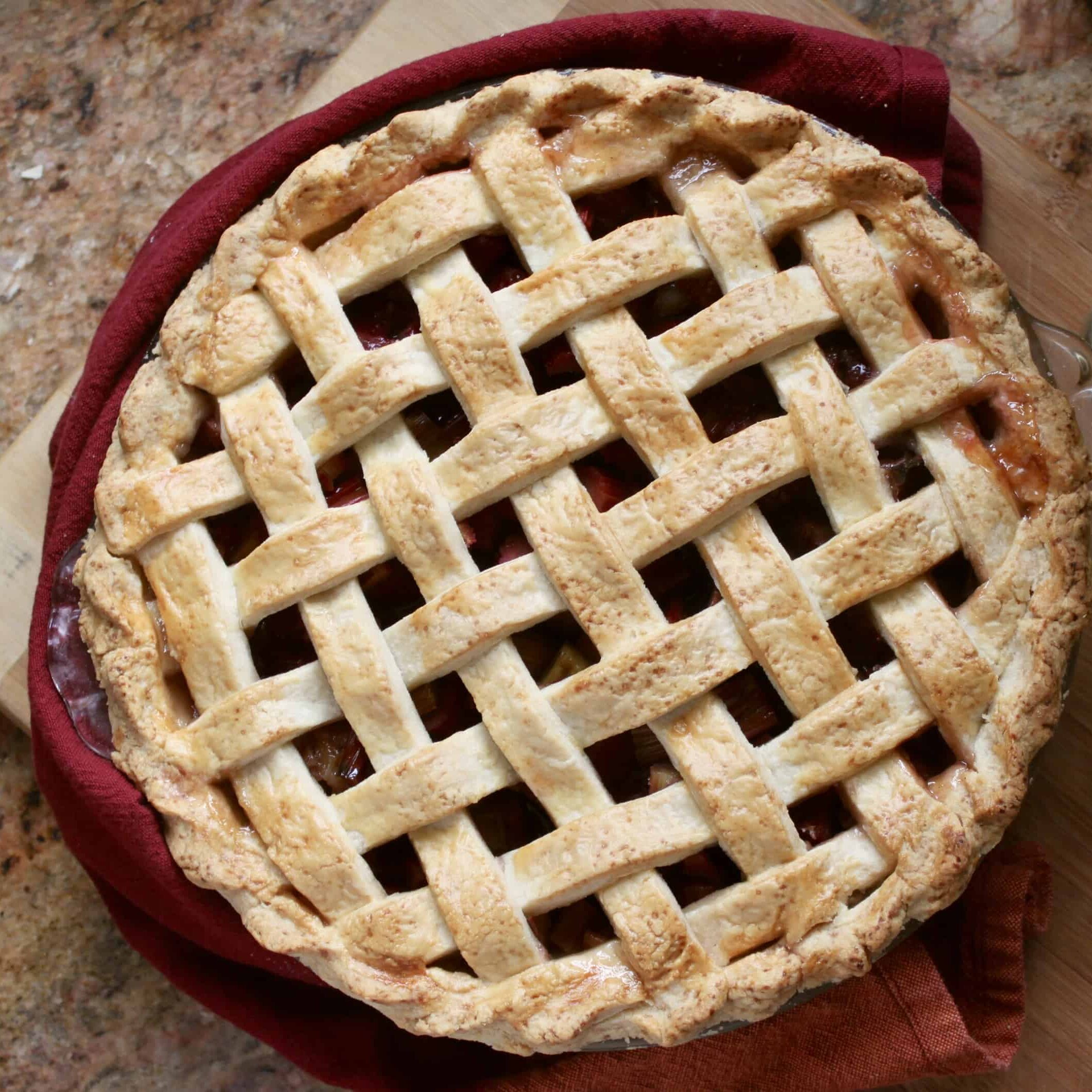 rhubarb pie overhead