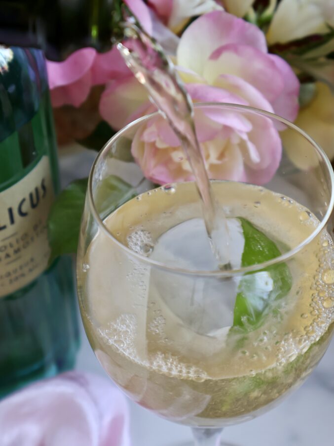 adding Prosecco to an Italicus cocktail