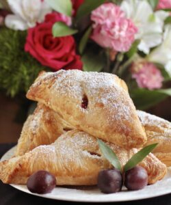Cherry turnovers with flowers