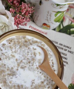 porridge with milk and cream