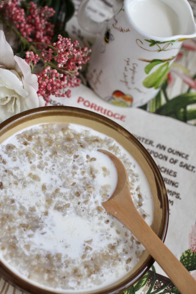 porridge with milk and cream