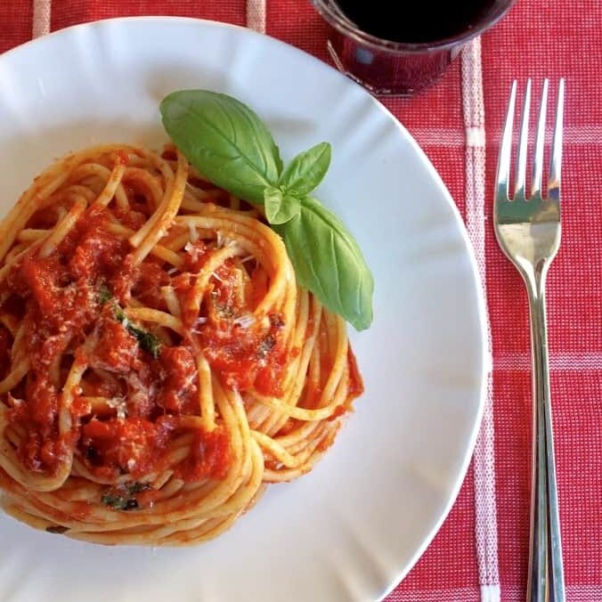 Pasta and wine