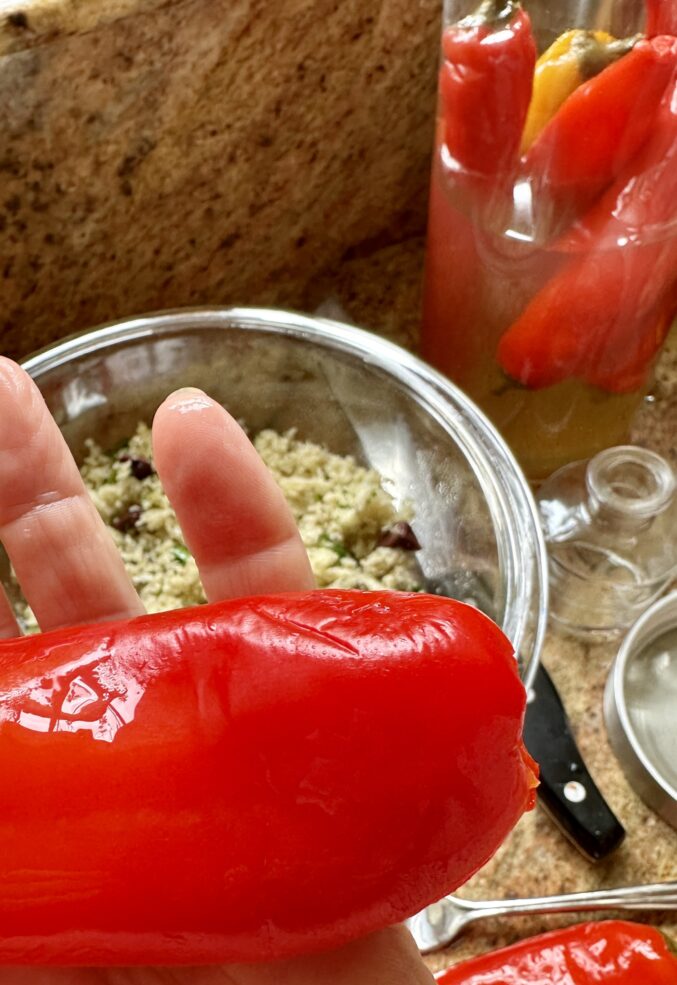 stuffing whole pickled peppers