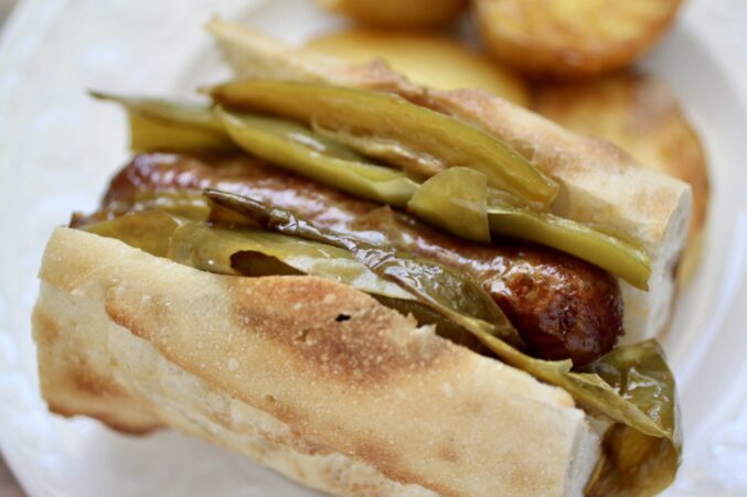 Italian sausage and pepper sandwich