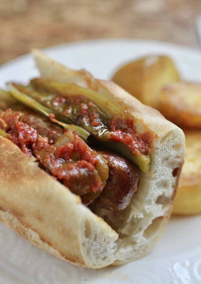Italian sausage and pepper sandwich