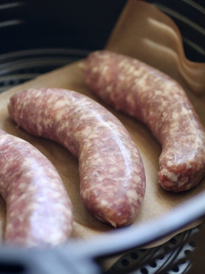 raw Italian sausages in air fryer