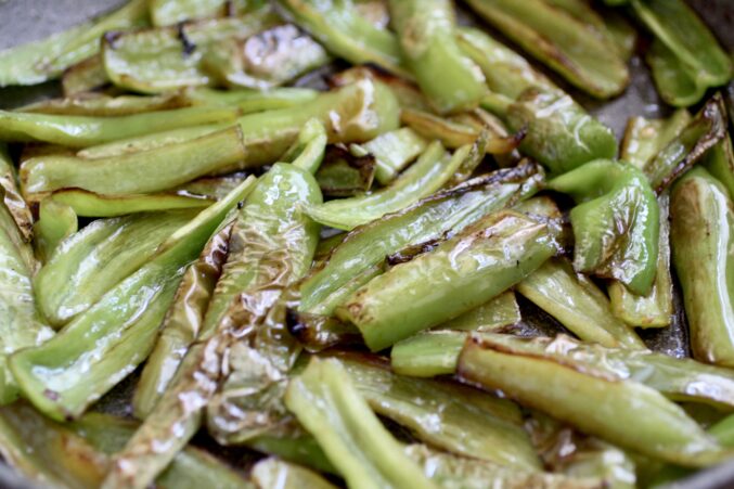 frying Hatch chile peppers