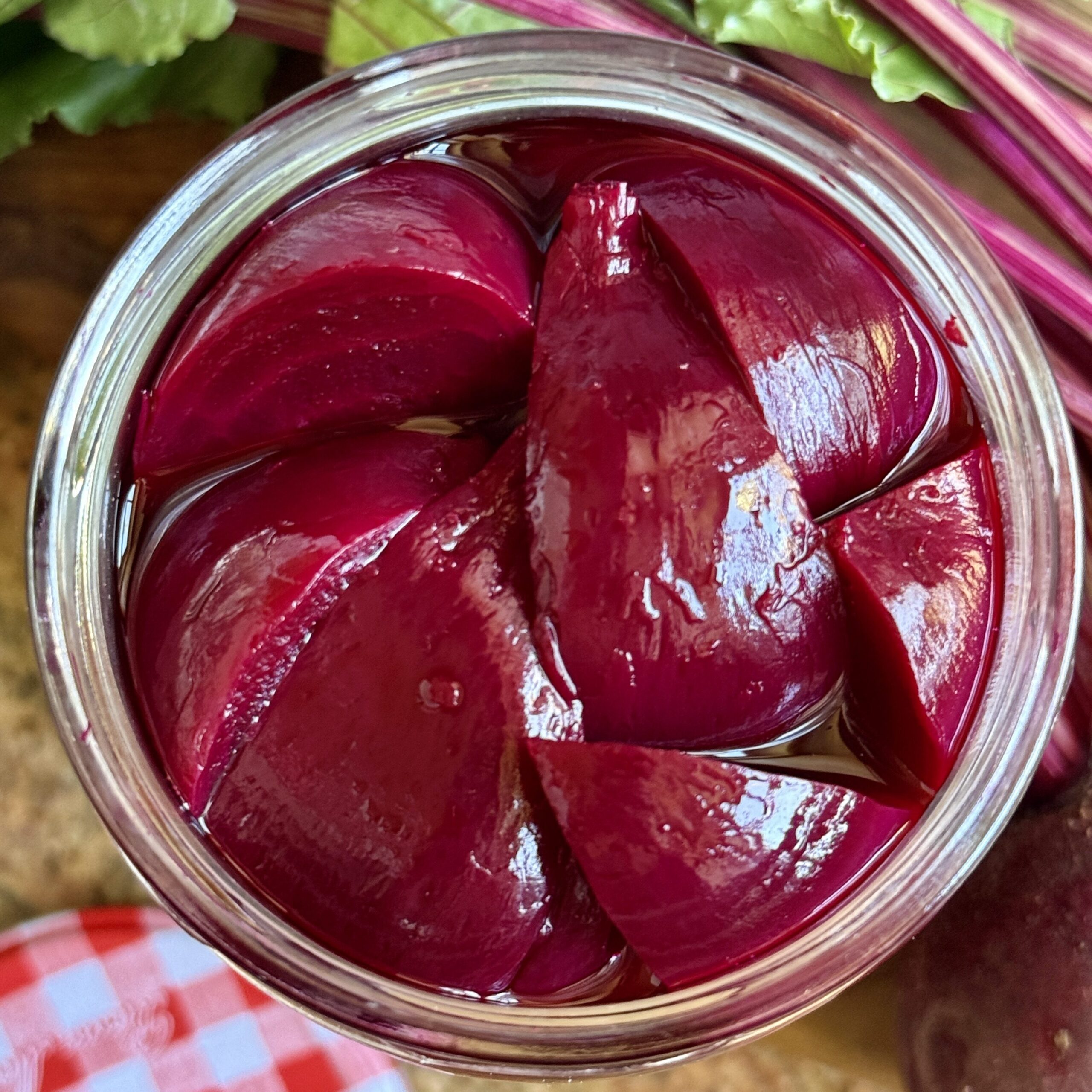 pickled beets in a jar