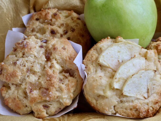 apple muffins side by side