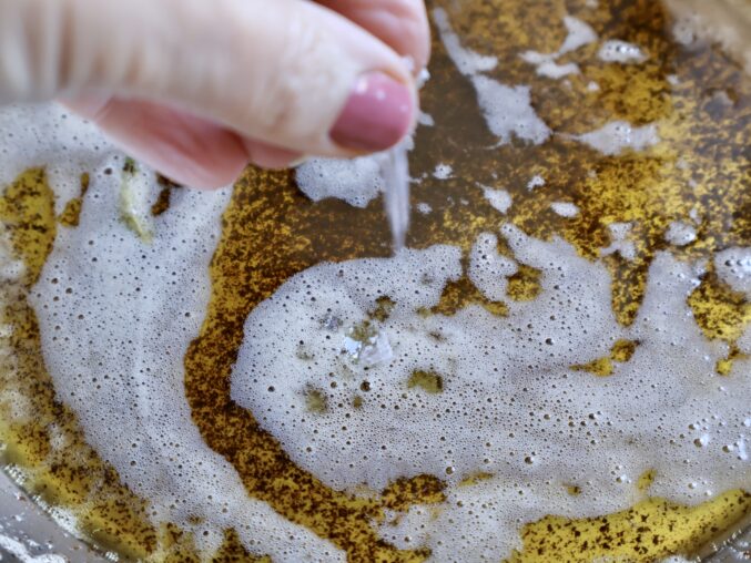 adding salt to sage brown butter sauce