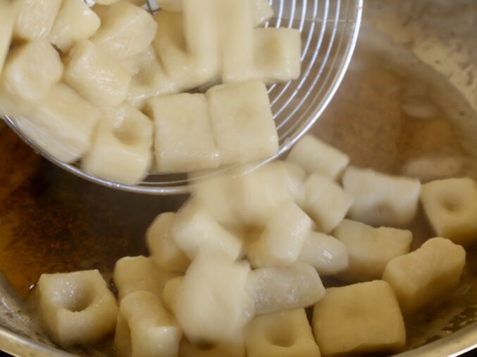 adding gnocchi to sage sauce