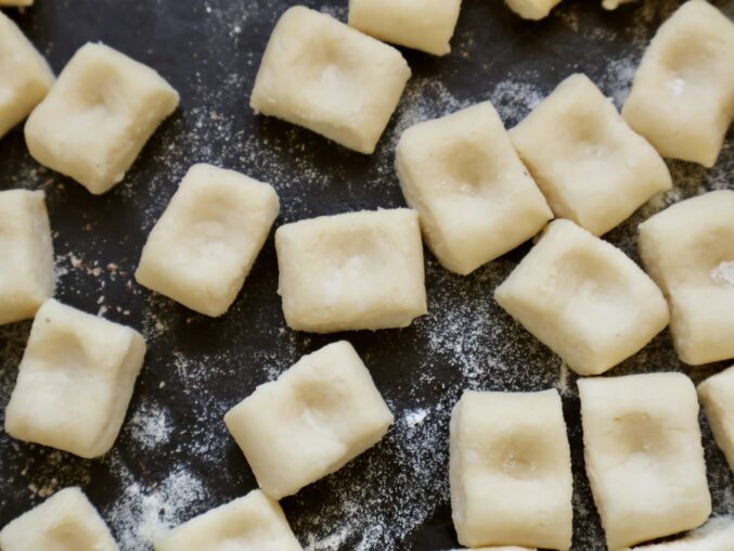 gnocchi on a tray