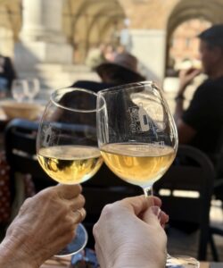 two wine glasses in Treviso square