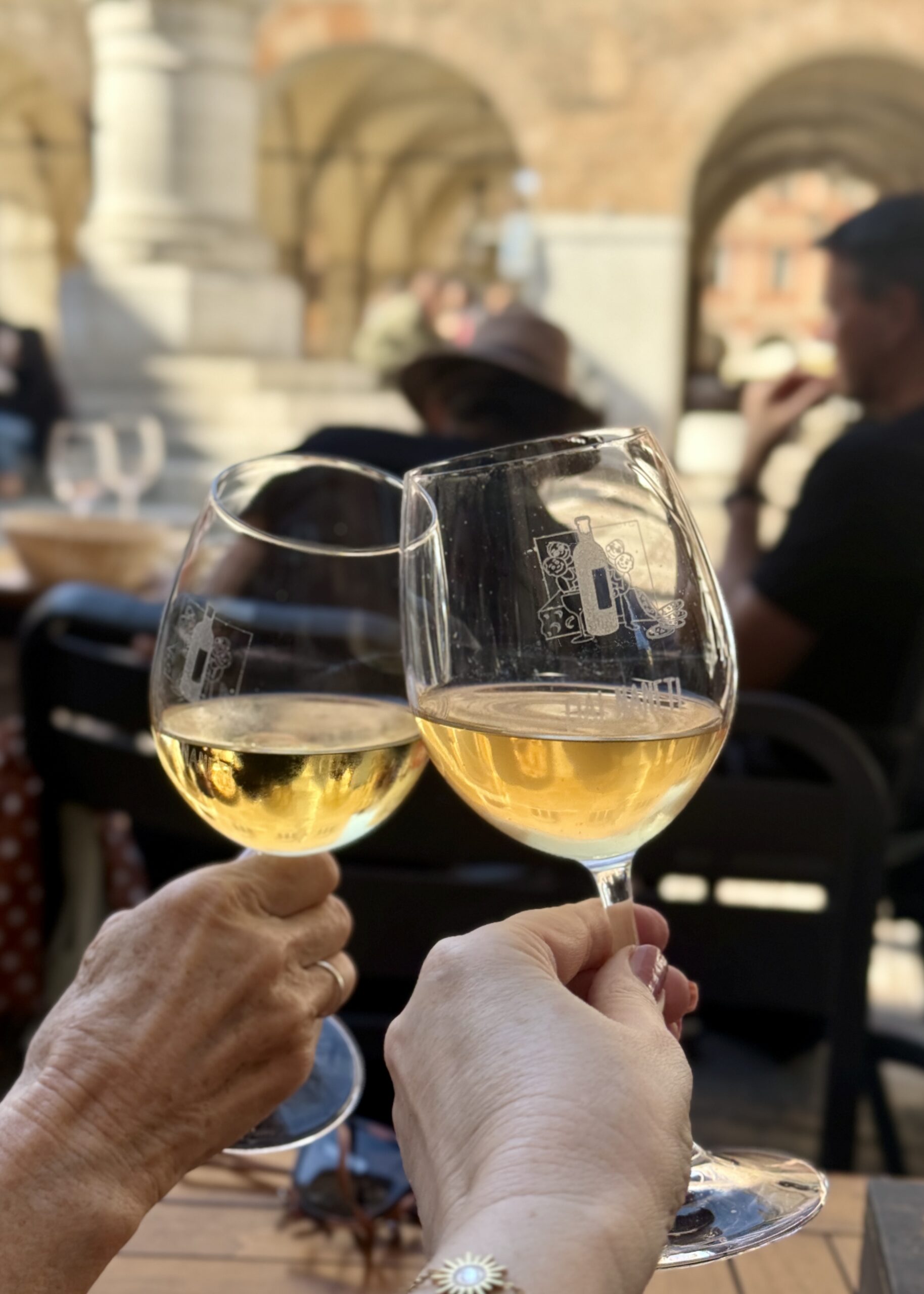 two wine glasses in Treviso square