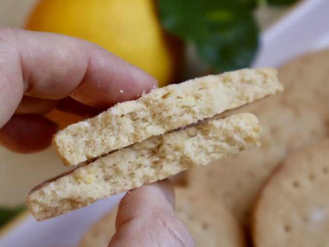 halved lemon shortbread cookie