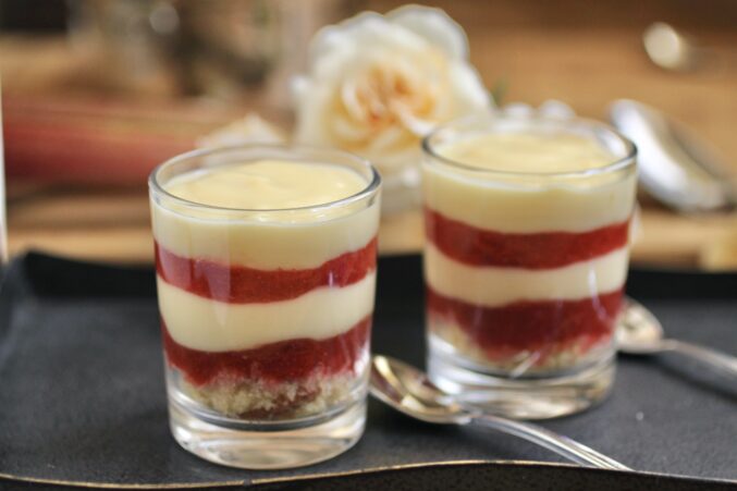 mini rhubarb and custard trifles