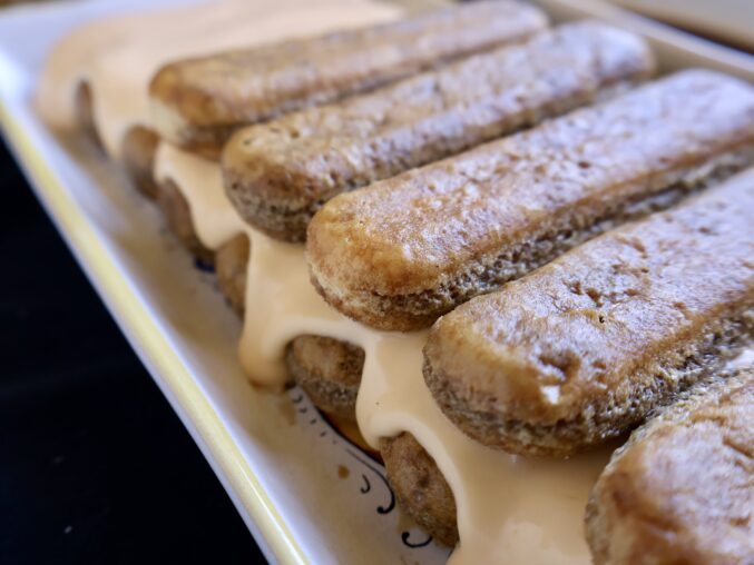 making Amaretto tiramisu