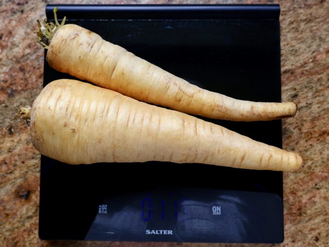 parsnips on a scale