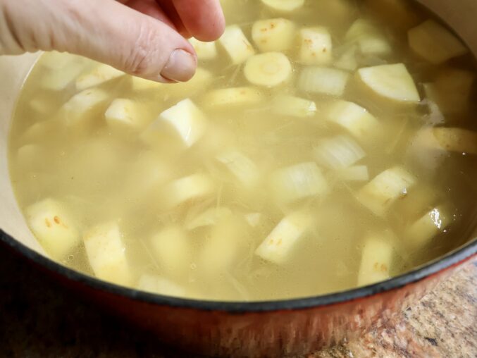 adding potato