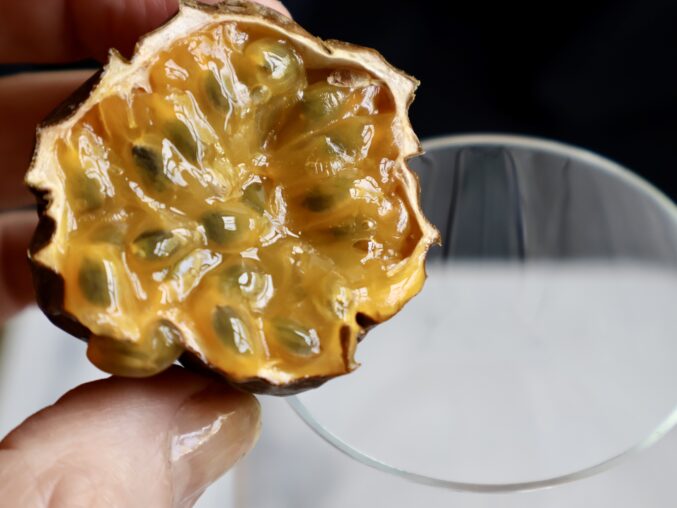 inside of a passion fruit