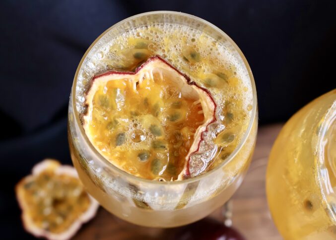 passion fruit cocktail from overhead