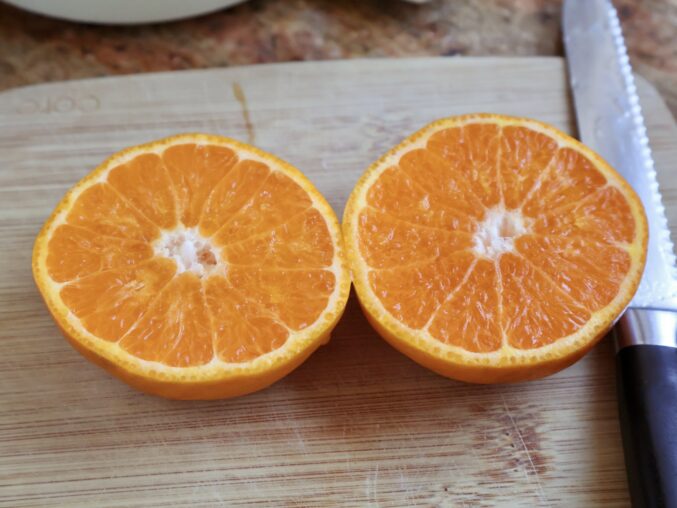 Ojai pixie tangerine cut in half