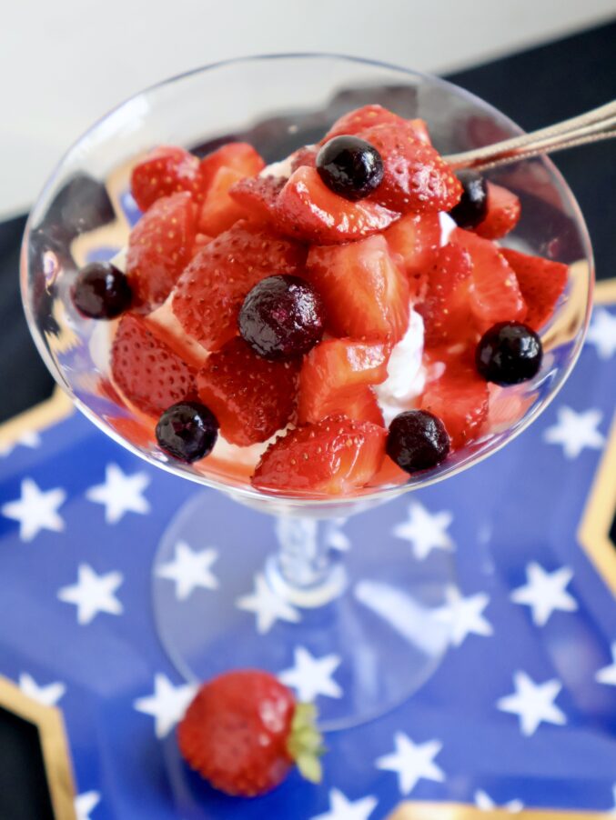 red, white and blue mascarpone cream