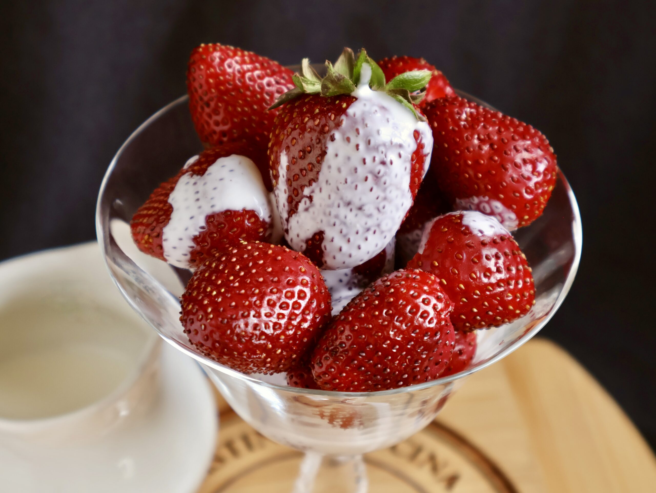 horizontal strawberries and cream with jug