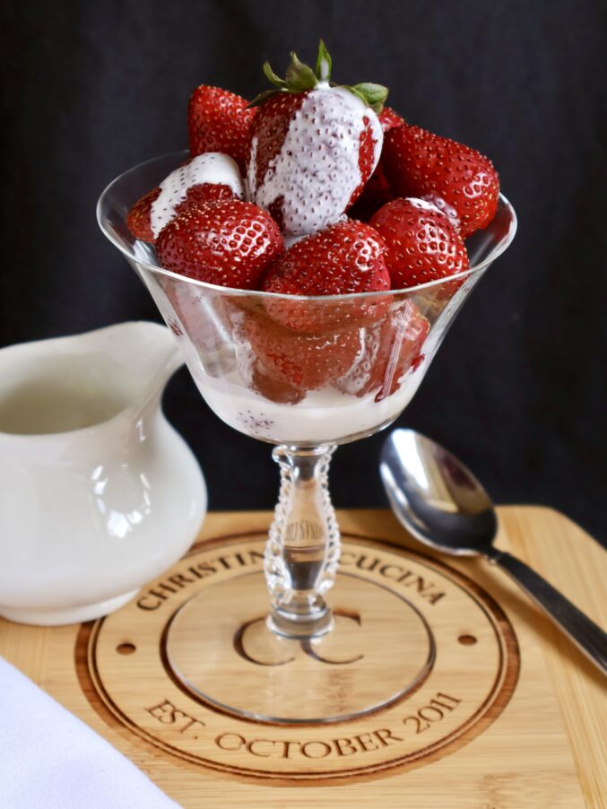jug with strawberries and cream