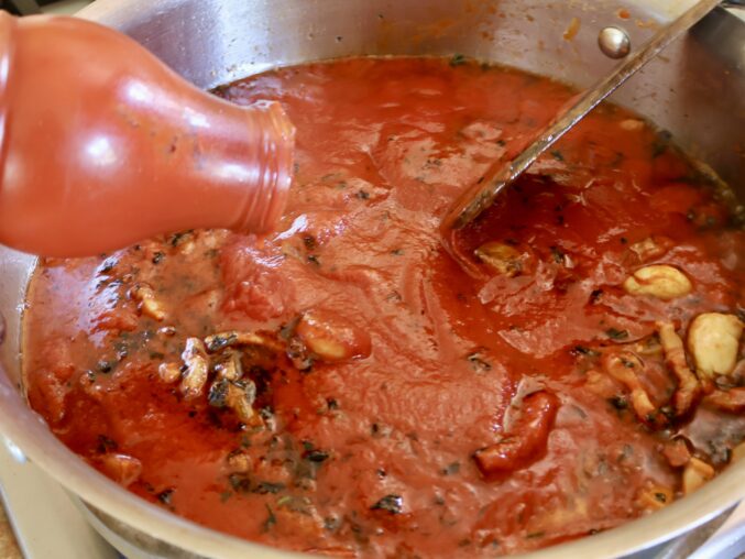 stirring in the passata